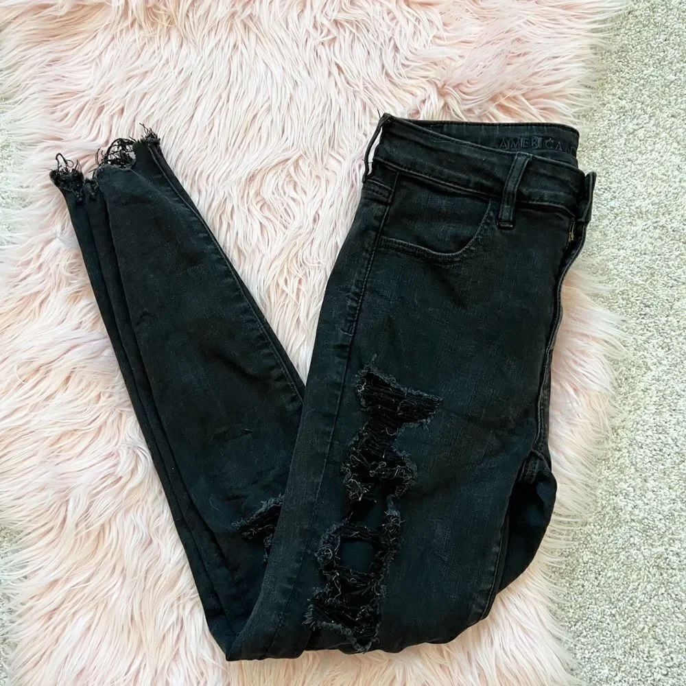 Black destroyed AE jeans